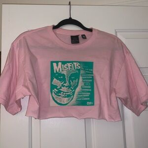 OBEY x MISFITS pink crop top— size M